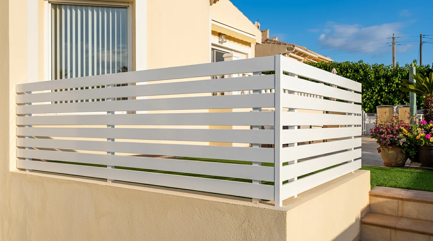 Balaustrada de cristal con estructura de aluminio