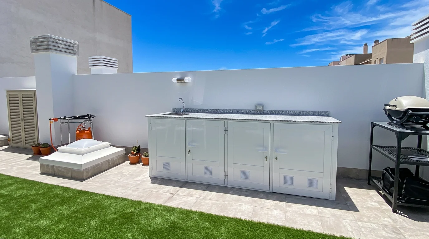 Cocina de exterior con zona de preparación
