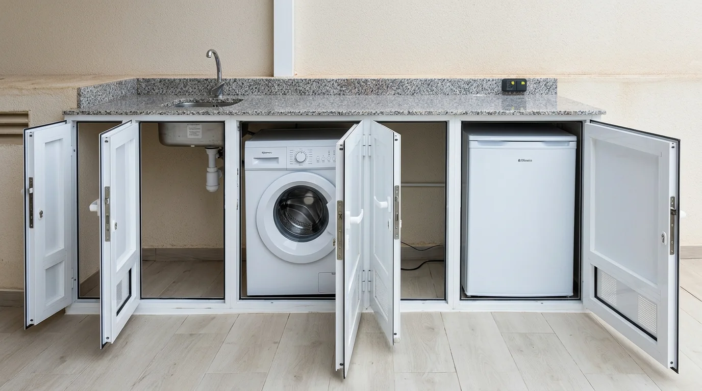 Cocina de exterior con encimera y almacenamiento