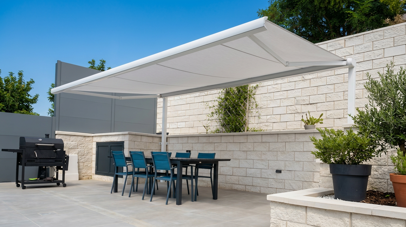 Toldo Cofre Ares de brazos articulados instalado