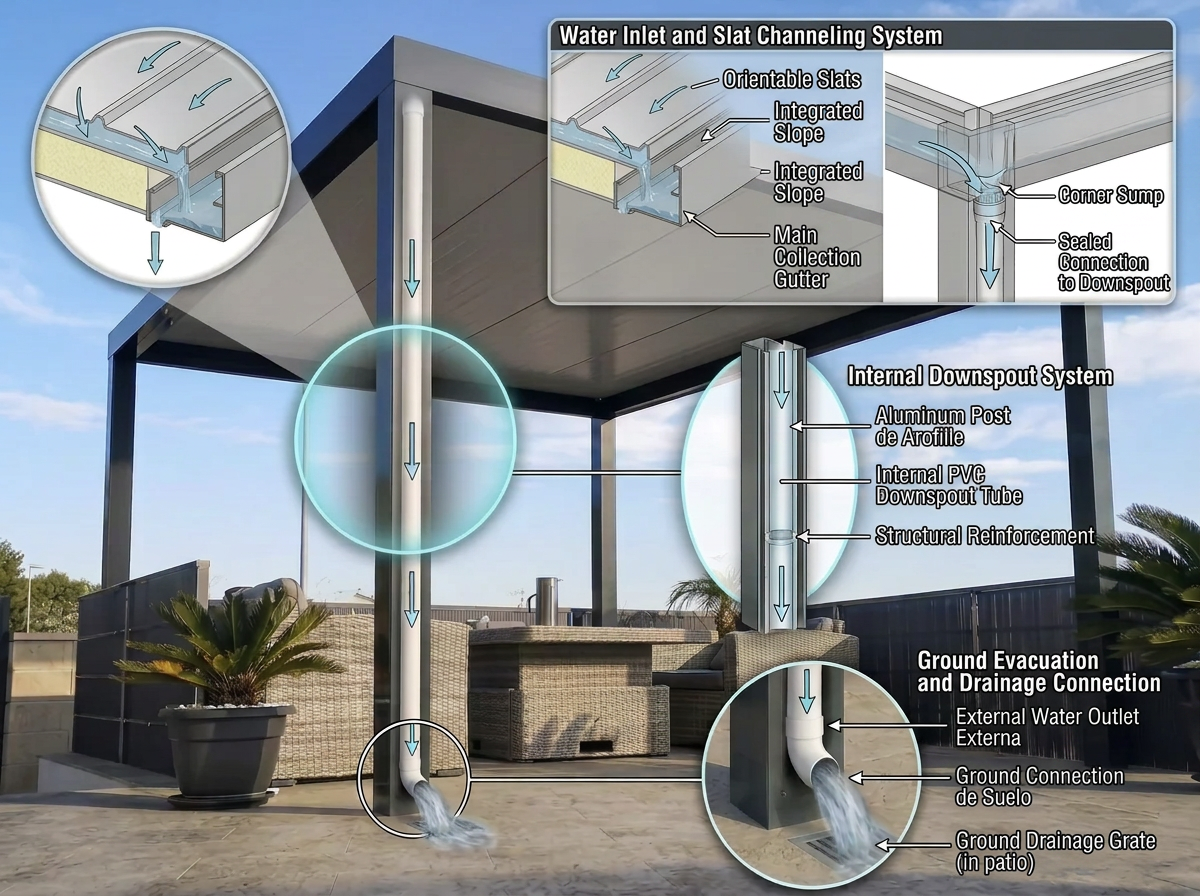 Modern Pergola drainage diagram