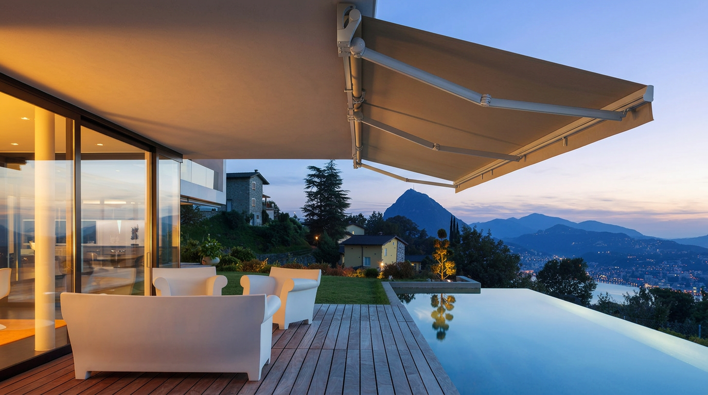 Toldo Monobloc de brazos articulados instalado