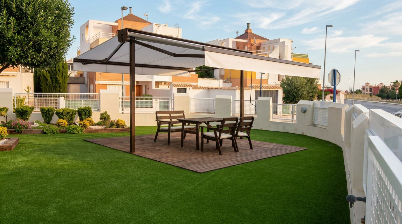 Toldo Premium de brazos articulados instalado