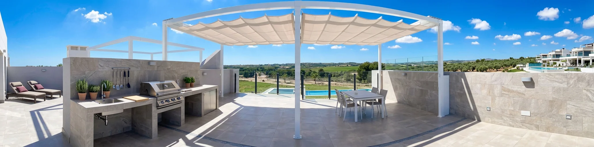 Palillería de lona en una terraza