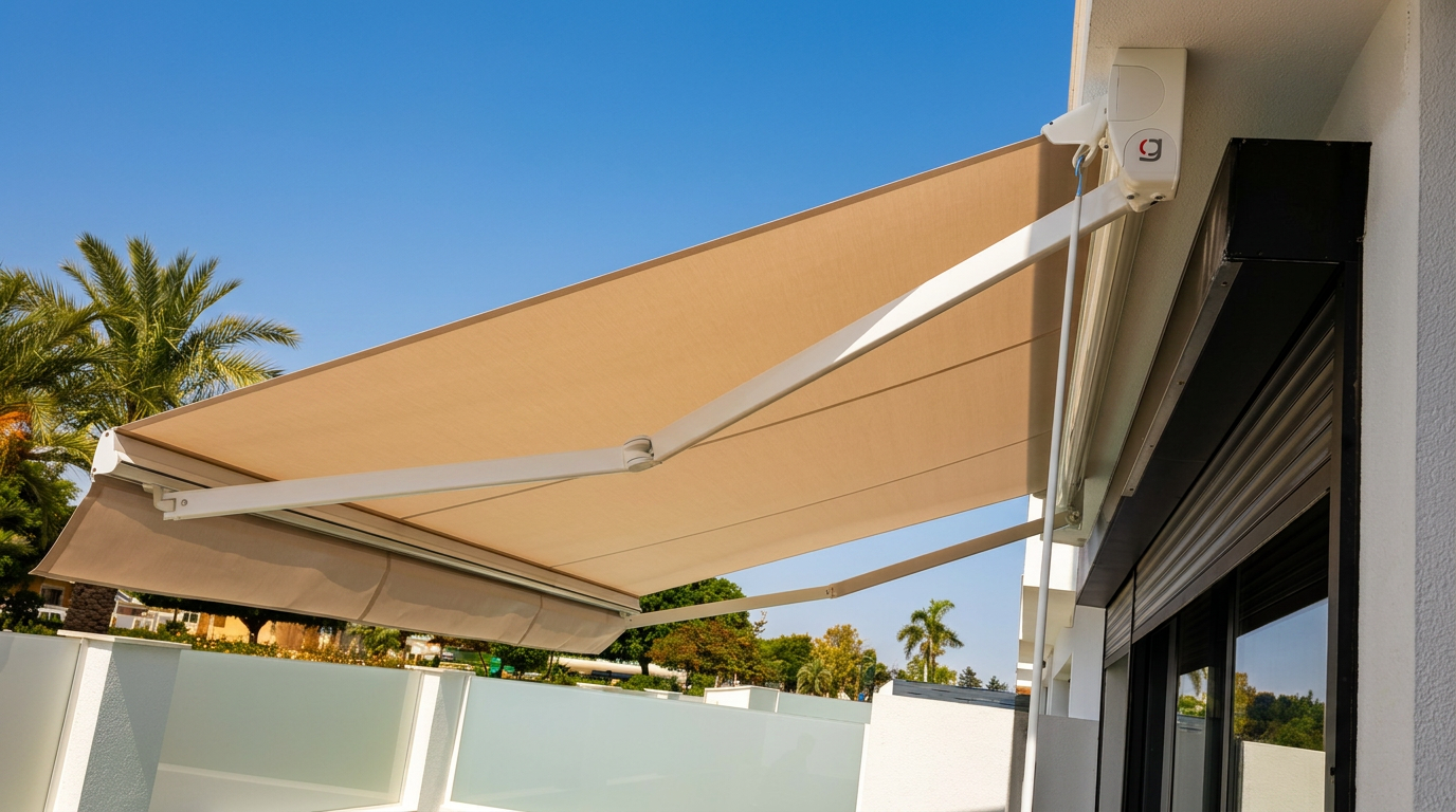 Toldo Semicofre de brazos articulados instalado
