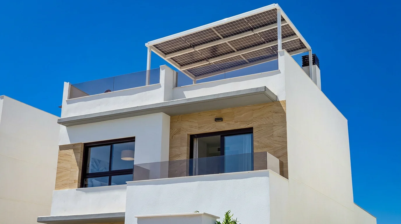 Paneles solares integrados en una estructura de aluminio