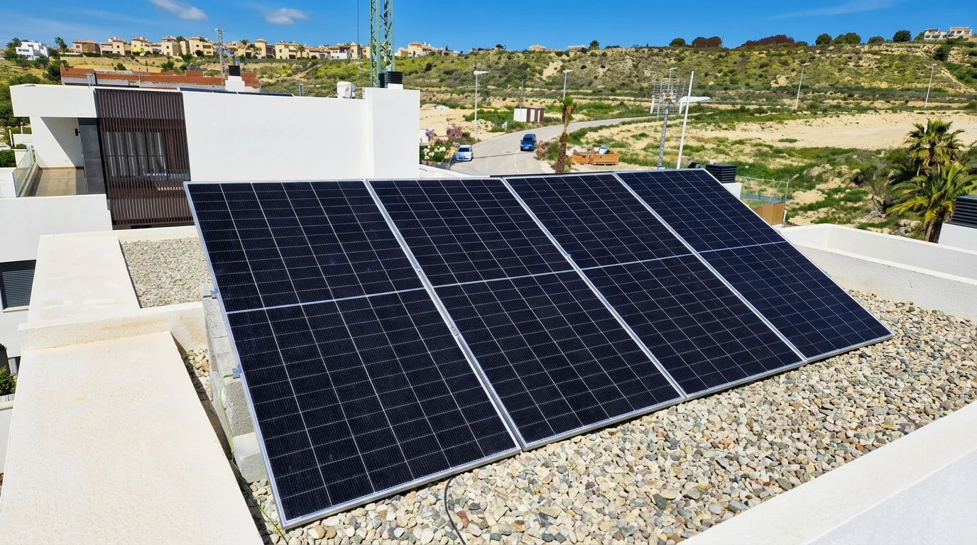 Estructura solar integrada junto a una vivienda