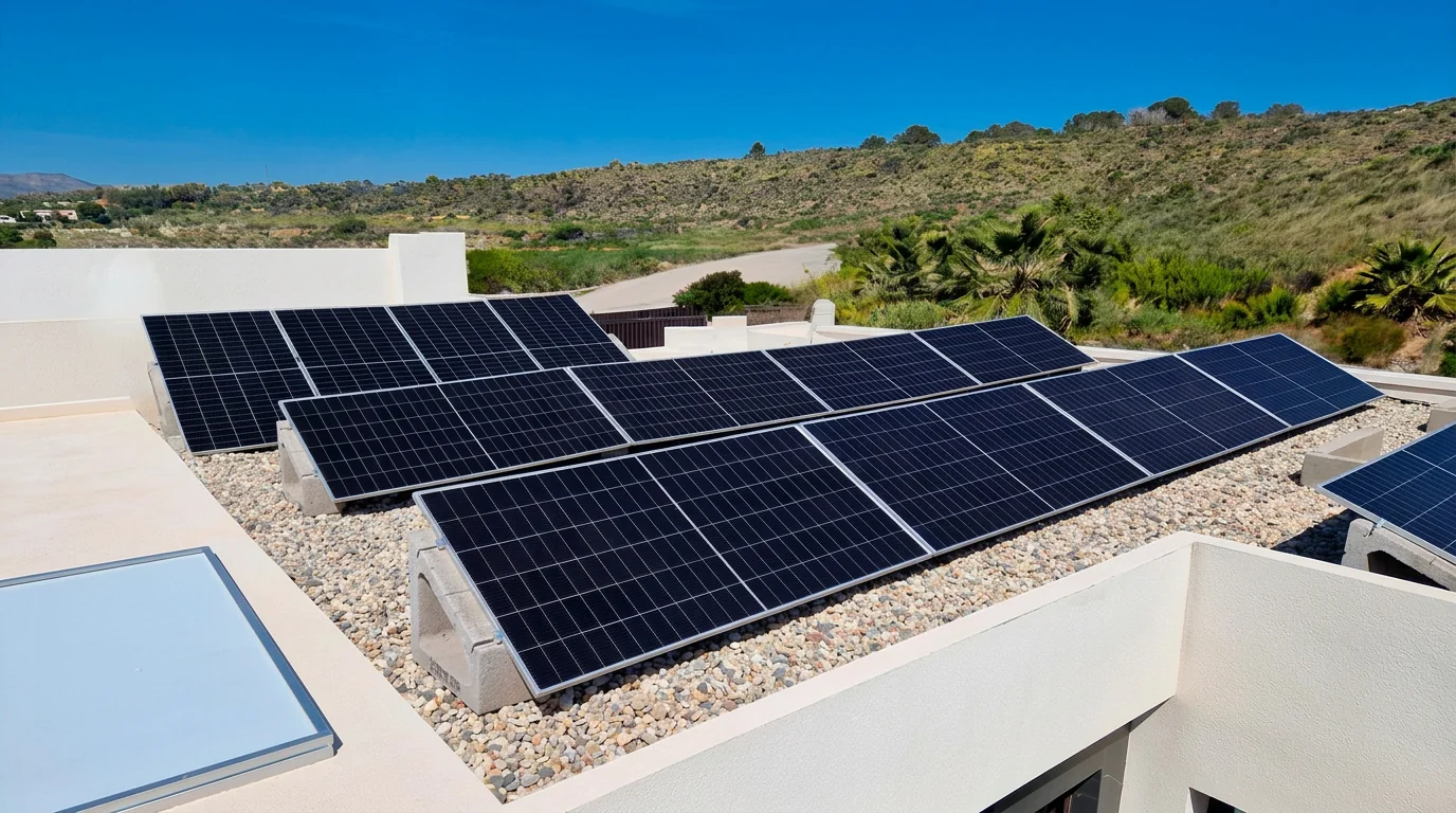 Estructura solar terminada en una zona exterior