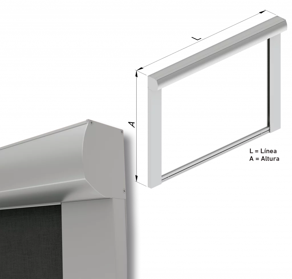 Telón vertical Parabox con cofre protector