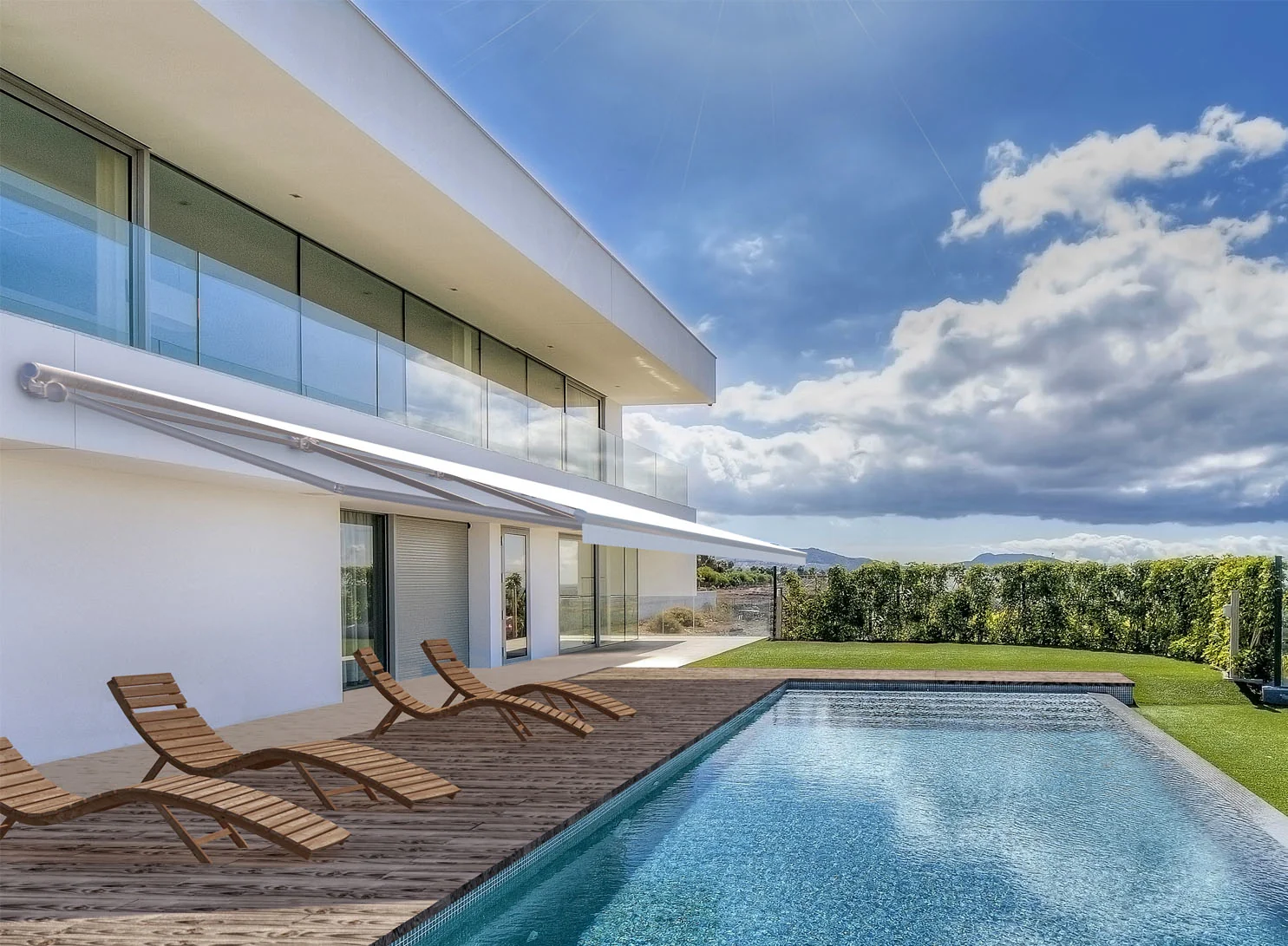 Toldo Monobloc de brazos articulados en una terraza