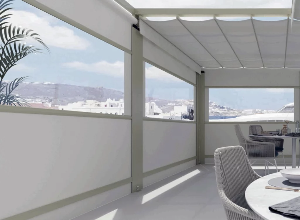 Vue alternative du vertical standard - Screens verticaux pour la protection latérale et périphérique. à Alicante | Toldos Corona