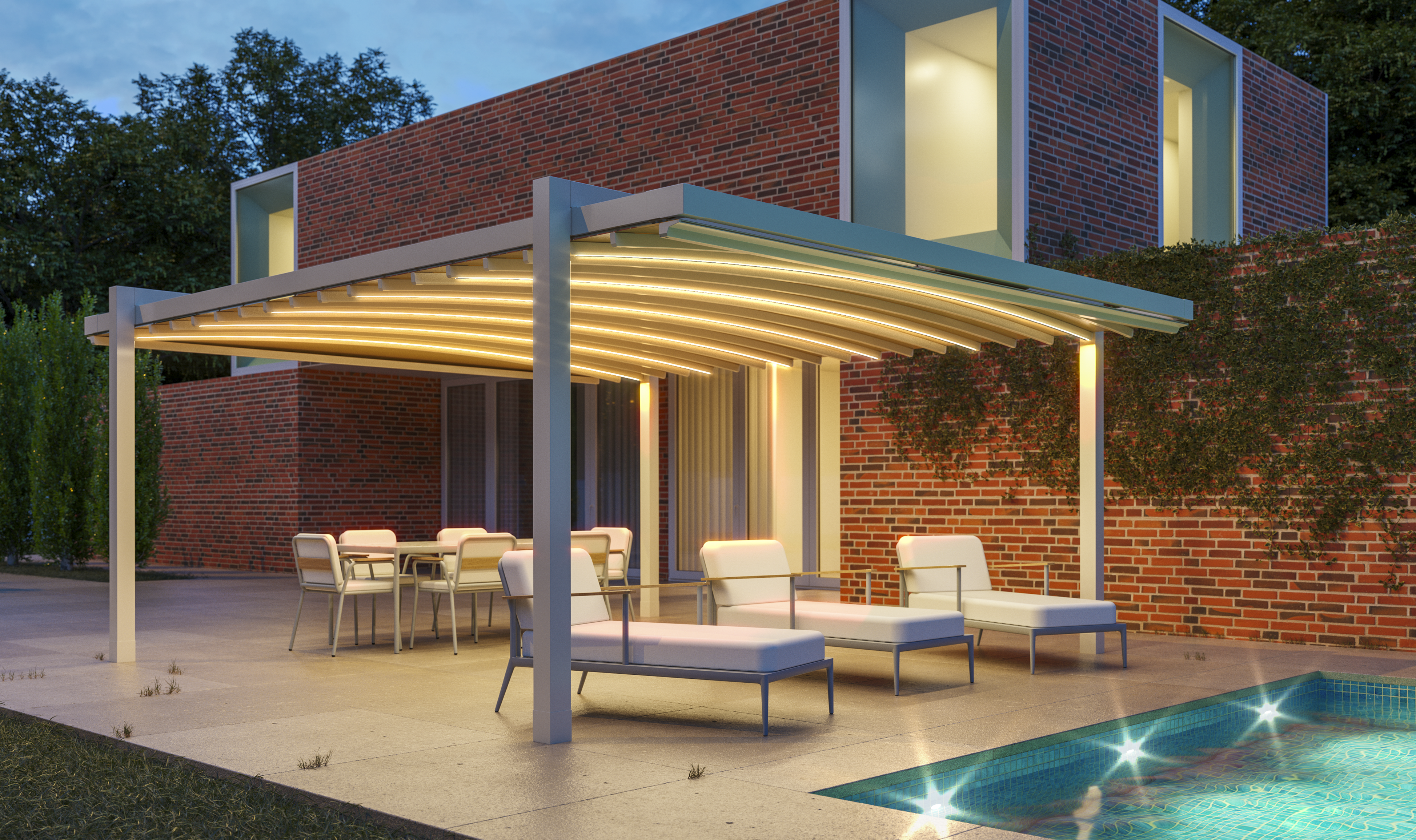 Clima Air by night - Rain protection systems for longer terrace use. in Alicante | Toldos Corona