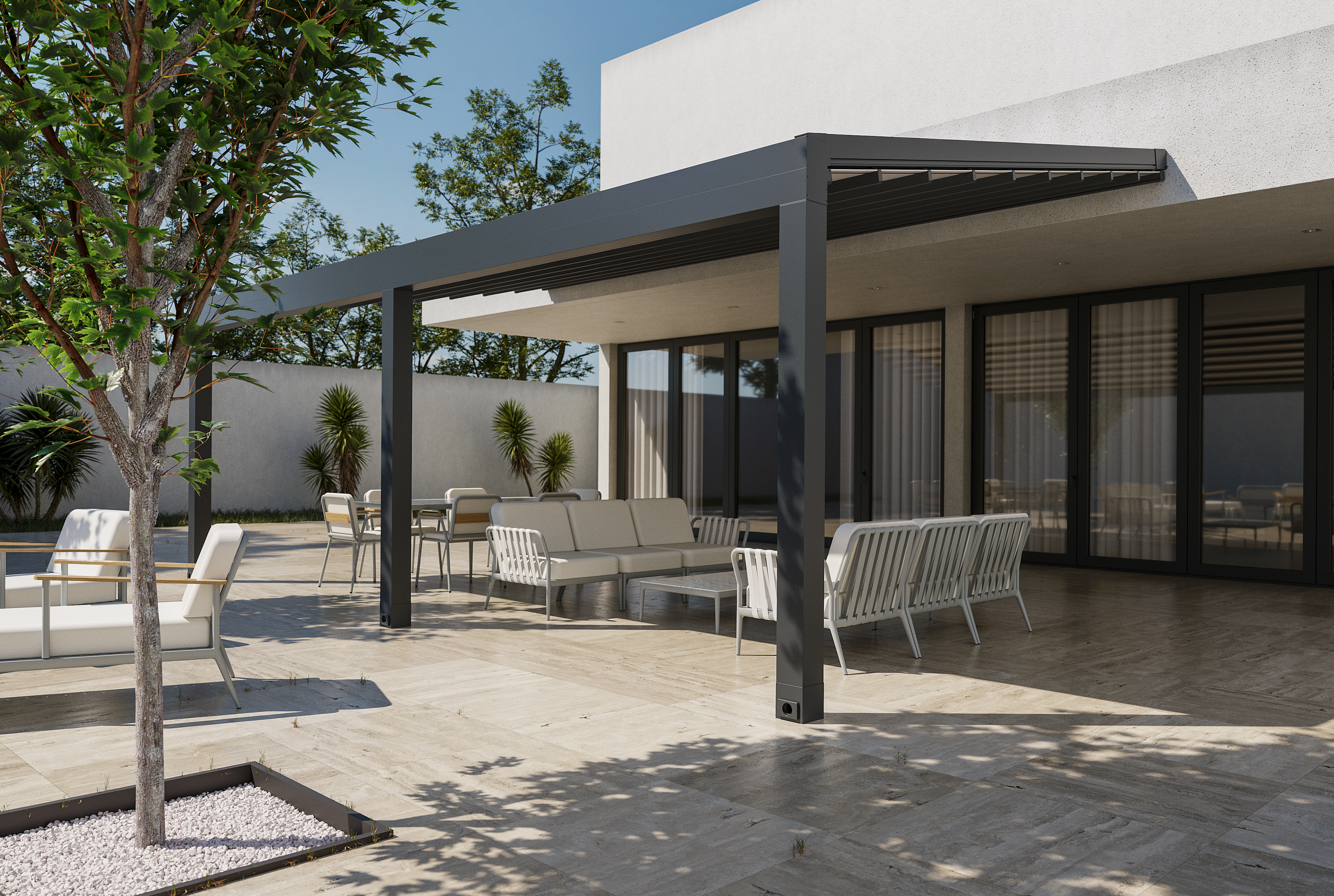 Pergo Cover 2-module layout - Rain protection systems for longer terrace use. in Alicante | Toldos Corona