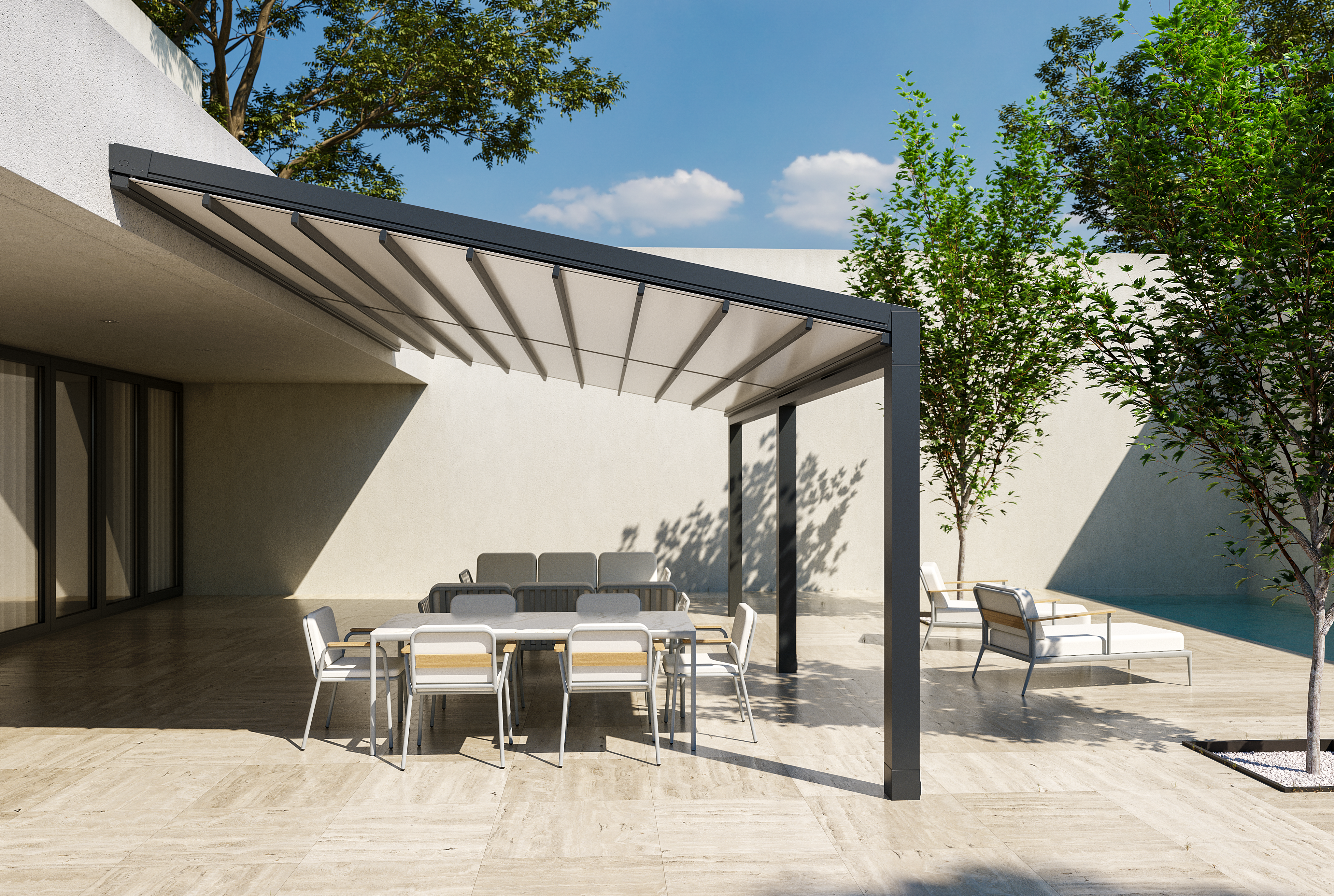 Pergo Cover 2-module layout - Rain protection systems for longer terrace use. in Alicante | Toldos Corona